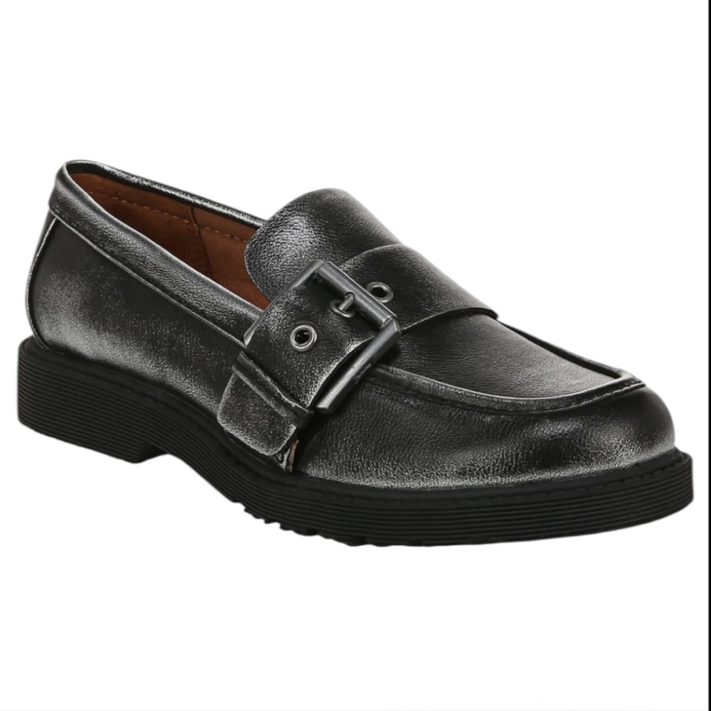 NWT Women’s Zodiac Renee Buckle Round Toe Chunky Y2K Loafer Sz 8 Black/Silver